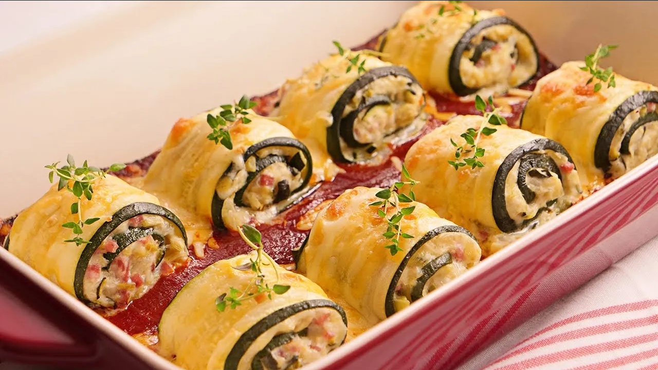 Esta es la receta fácil para una cena baja en calorías, rollitos de calabacín
