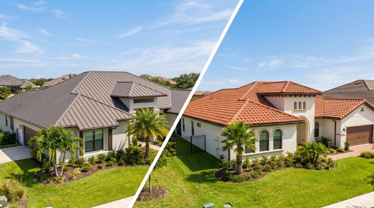 Metal roofing vs clay tile material cost comparison San Antonio