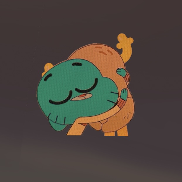 Gumball and Penny hugging