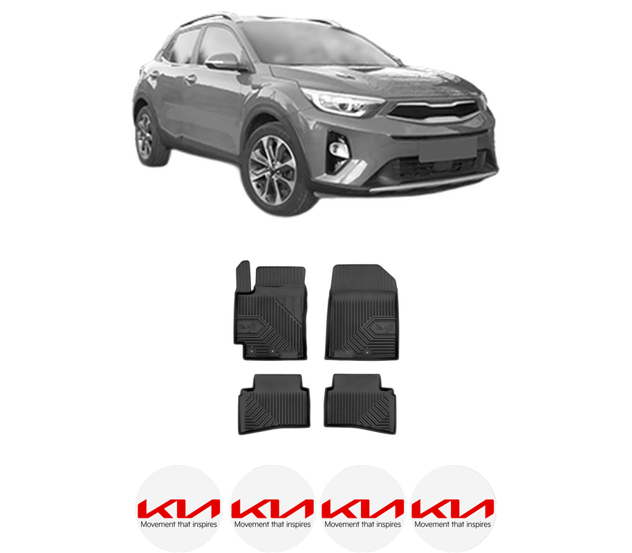 Set covorase presuri KIA STONIC (YB) din 2017-2024, auto, din cauciuc thermoplastic, 4 Stickere auto cu KIA