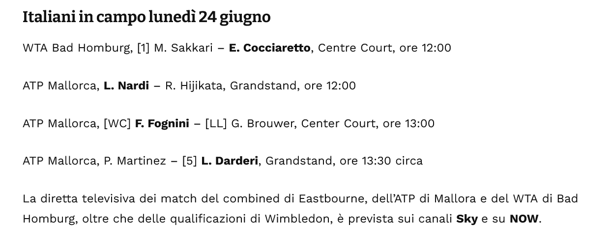 Screenshot 2024-06-24 at 12-27-07 Italiani in campo lunedì 24 giugno Cocciaretto Nardi Fognini e Dar