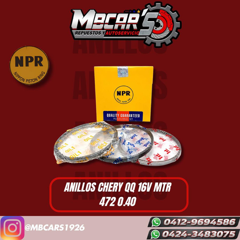 ANILLOS CHERY QQ 16V MTR  472 0.40