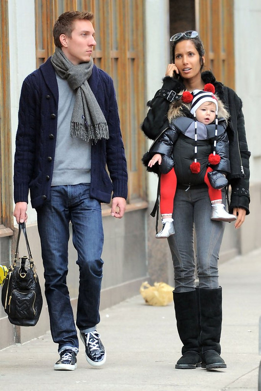 Lakshmi with her daughter and Adam Dell