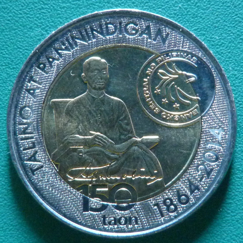 10 Pesos. Filipinas (2014) Apolinario Mabini FIL-10-Pesos-2014-150-aniversario-Apolinariio-Mabini-rev
