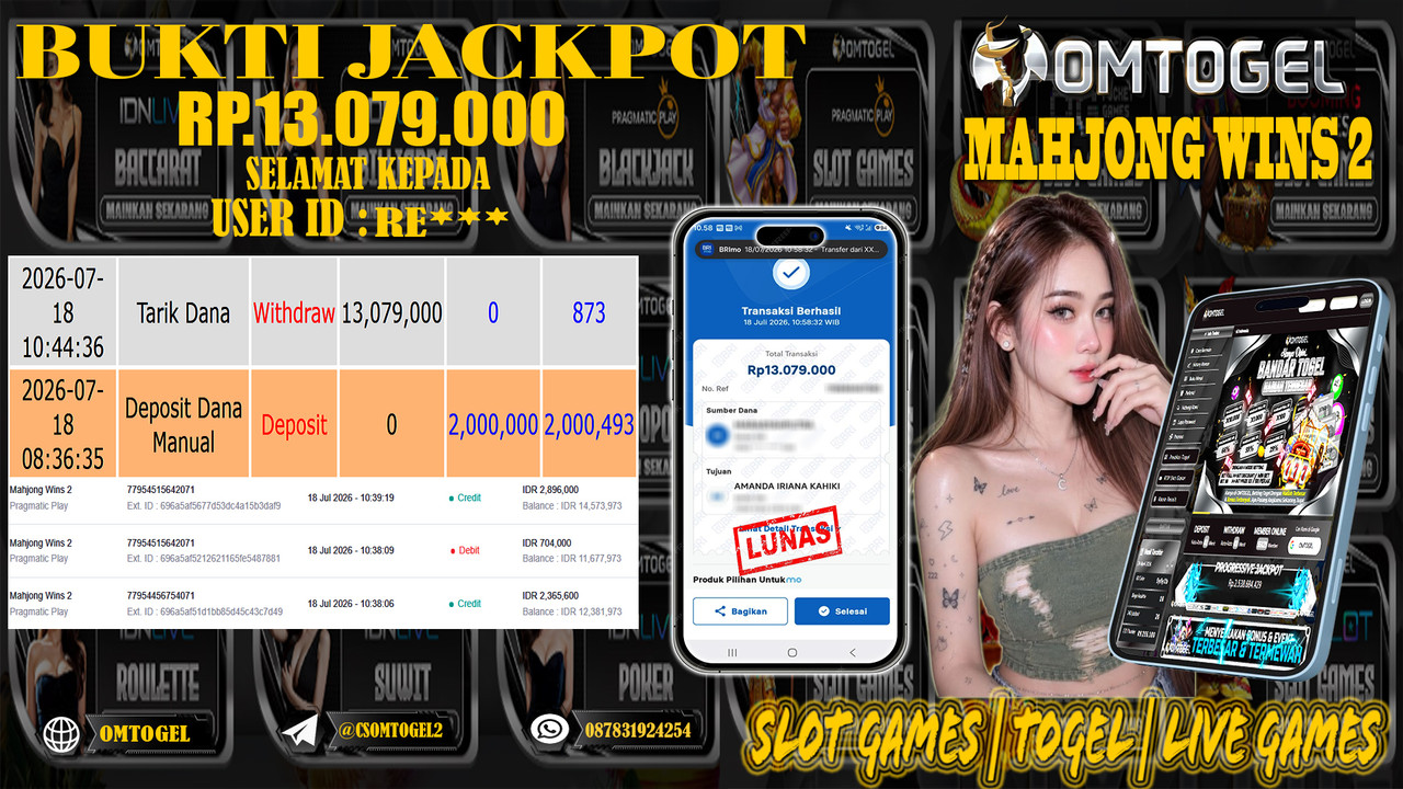OMTOGEL JACKPOT PG SOFT MAHJONG WINS 2  Rp.16,079,000,- DIBAYAR LUNAS
