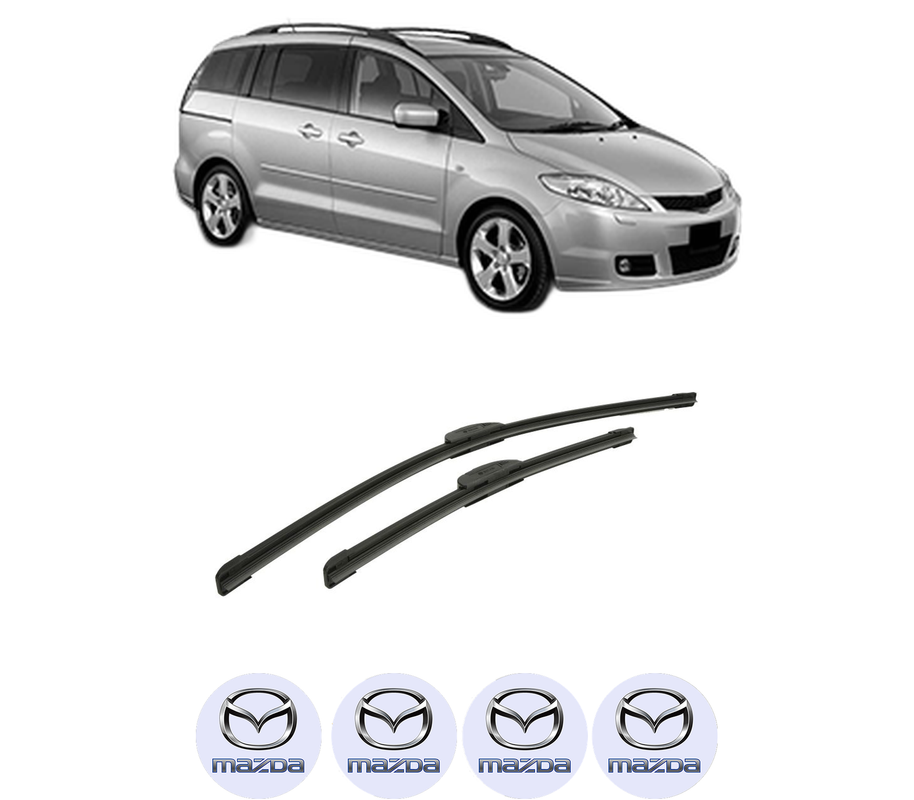 Set stergatoare auto MAZDA 5 (CR) din 2005-2010, pentru parbriz auto, 2 bucati, Bosch Aerotwin Retrofit, din cauciuc siliconat rezistent, 4 Stickere Auto MAZDA