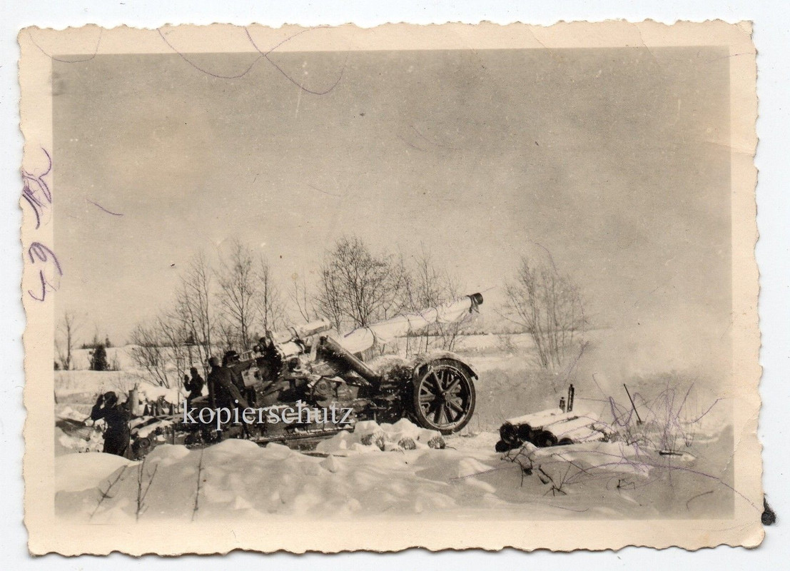 Russland 1941 Hammer Geschütz Kanone Mörser Winter Tarn Camo Stellung