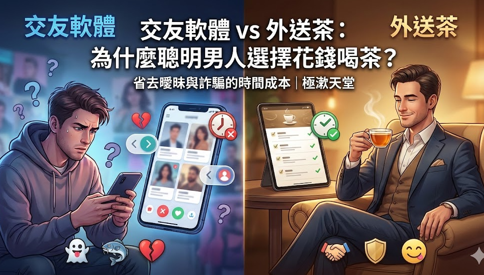 交友軟體 vs 外送茶：為什麼聰明男人選擇花錢喝茶？省去曖昧與詐騙的時間成本｜極漱天堂 | 極漱天堂