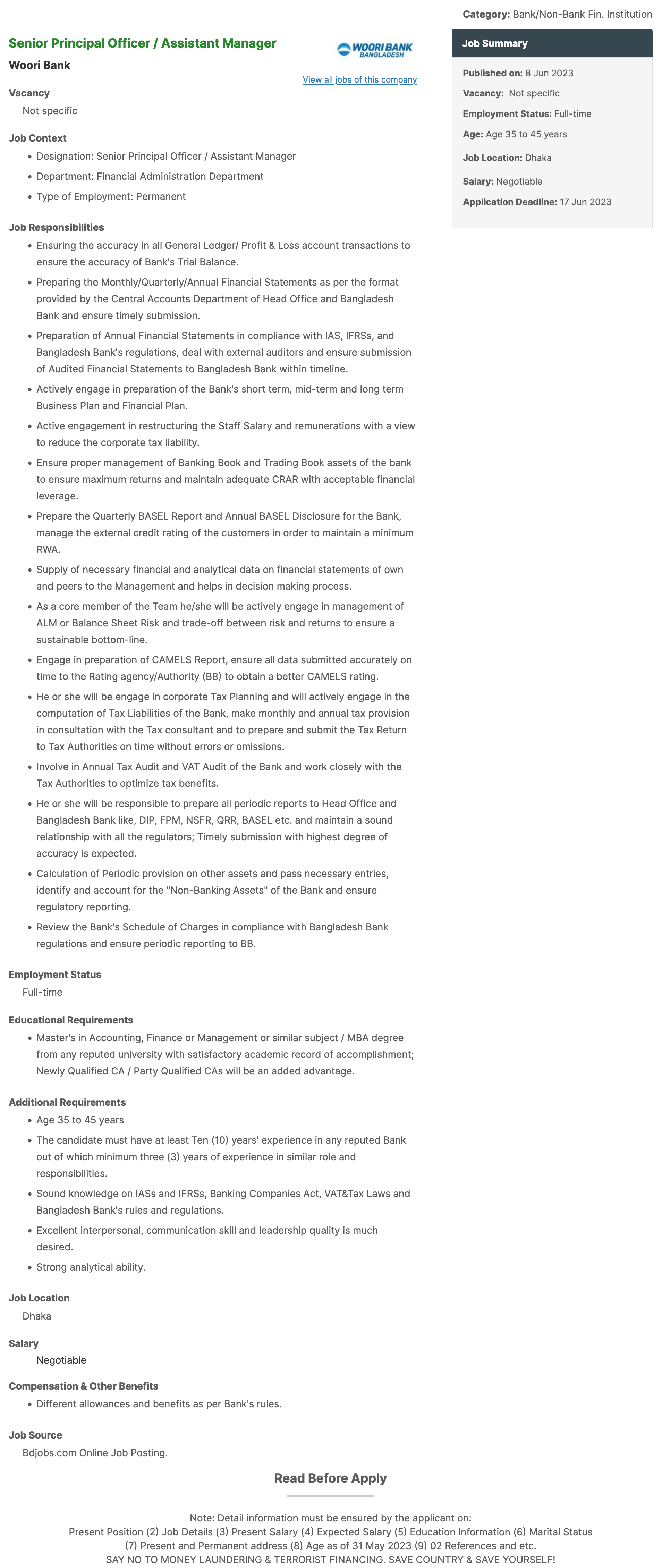 Woori Bank Job Circular 2023