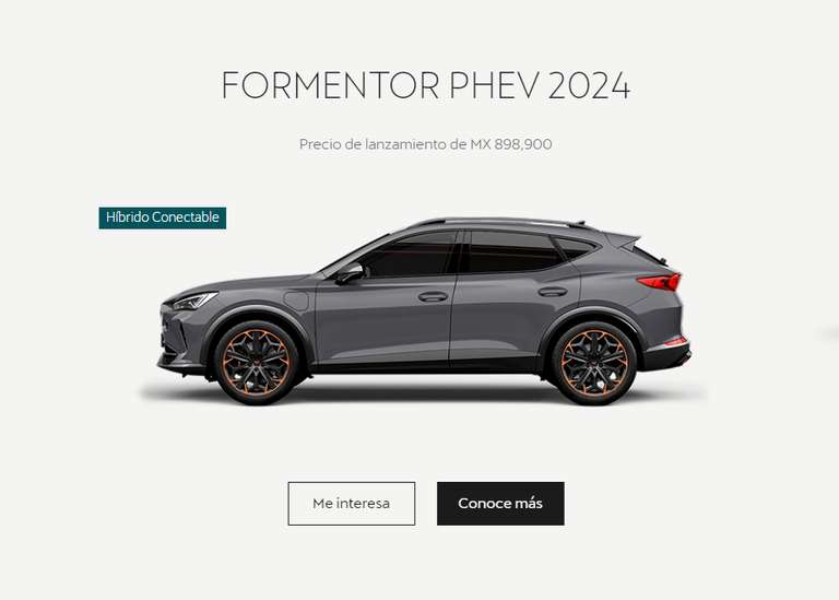 CUPRA FORMENTOR PHEV 2024 Precio especial de Lanzamiento 
