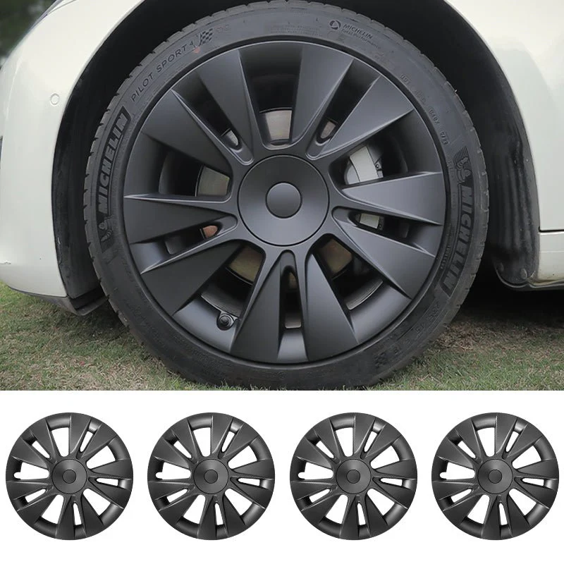 Close-up of Tesla Model 3 wheel cover