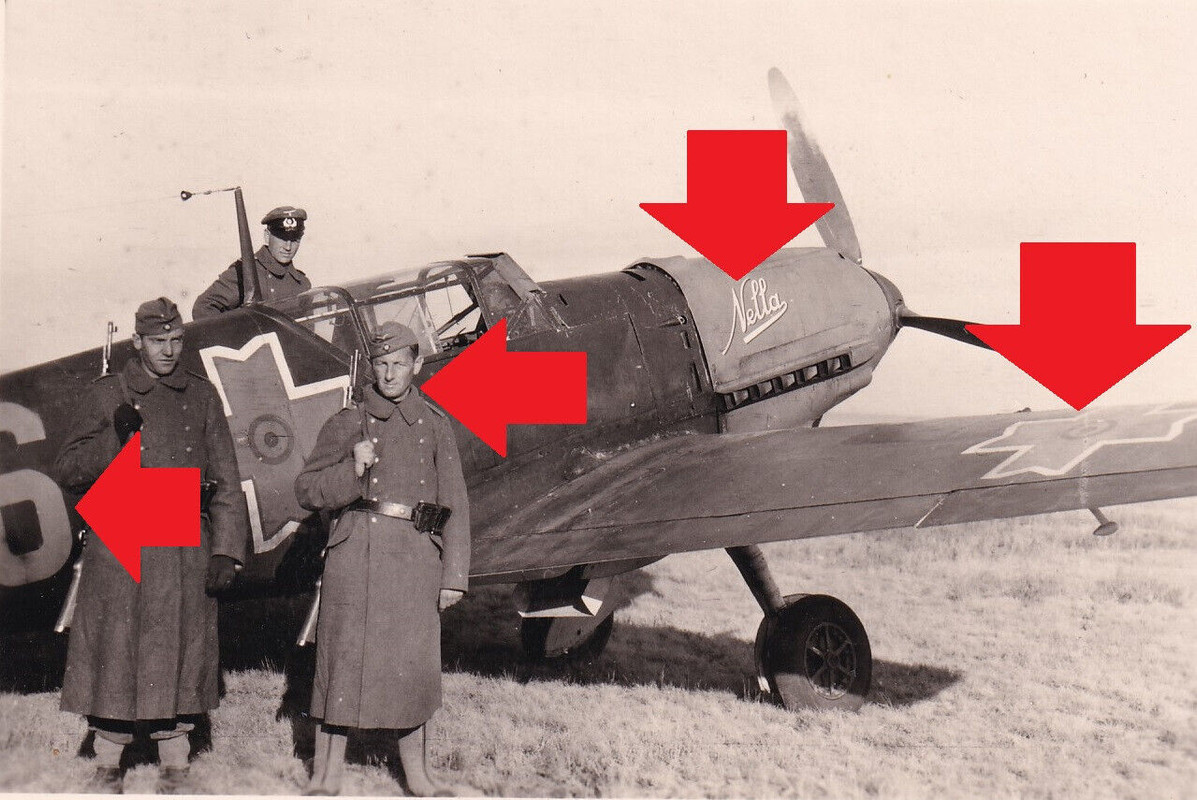 Foto,rumänische Me 109,Bf 109,Jagdflieger,Kennung Name Nella,Nr.6,Jäger,Beute