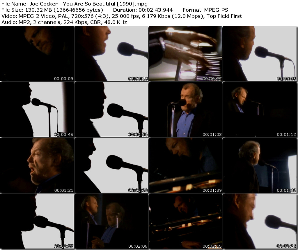 Joe Cocker You Are So Beautiful 1990 mpg tn