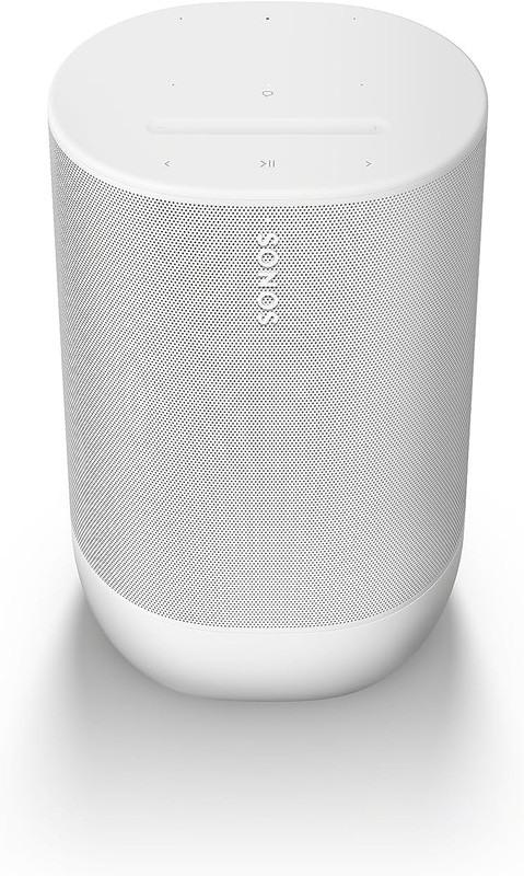 Sonos Move 2 | Speaker portatile wireless con Wi-Fi, Bluetooth, Amazon Alexa, 24 ore di autonomia della batteria, base di ricarica wireless -Bianco