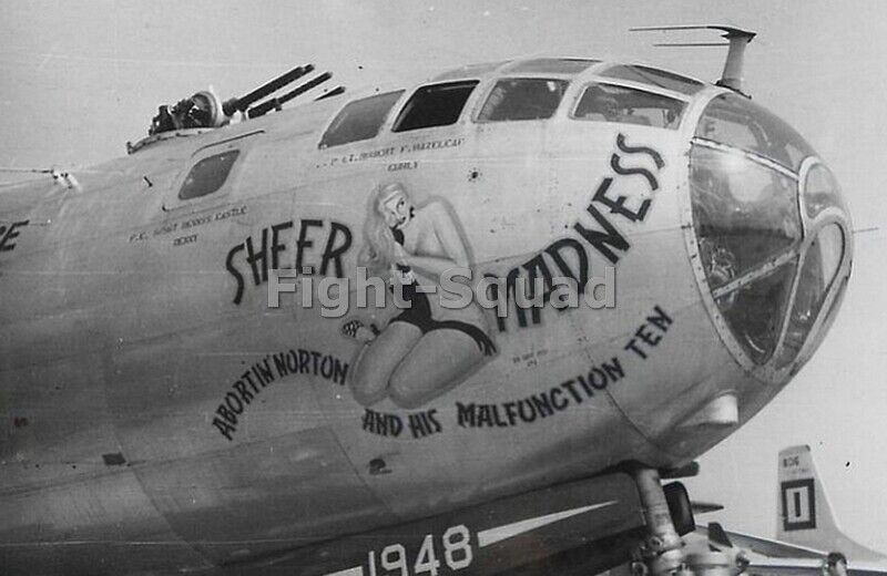 WW2 Picture Photo Nose art on B-29 Superfortress Sheer Madness Pin Up 3910 (1)