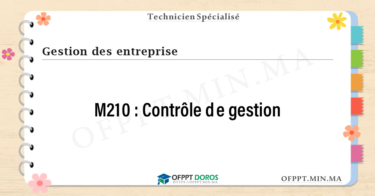 Sommaire détaillé du cours Contrôle de gestion M210 OFPPT - Structure du module
