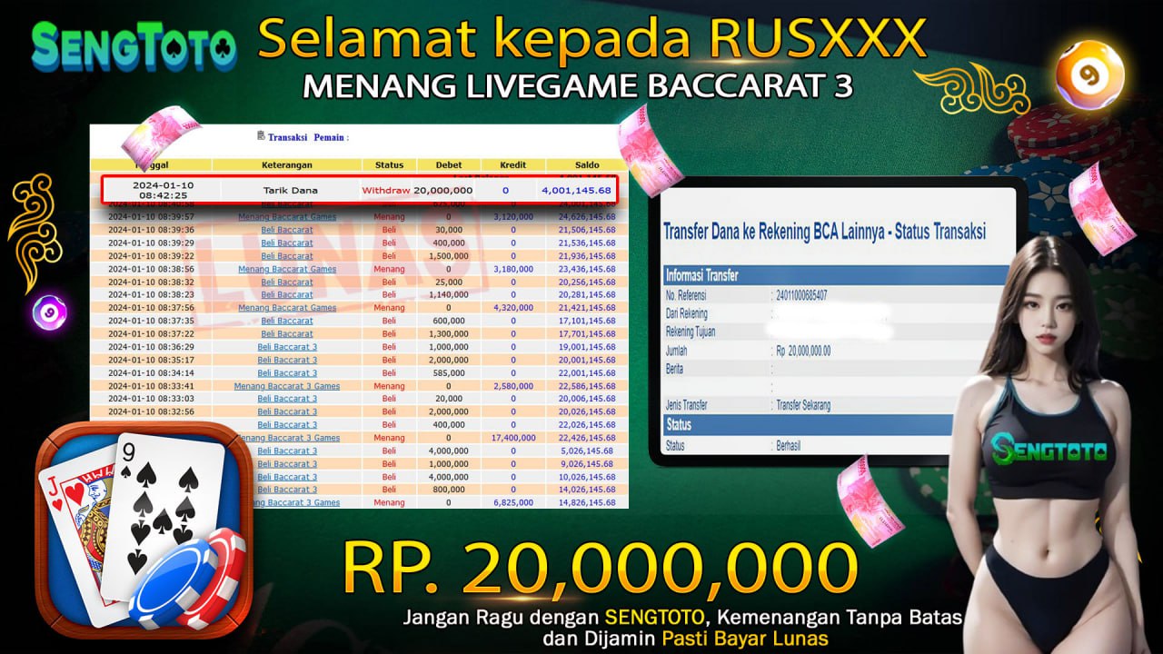 BUKTI PEMBAYARAN LIVE GAME BACCARAT 3