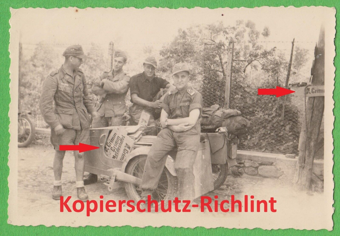 Wehrmacht Italien 1944-45 Grimm-Meldestaffel Motorräder Uniformen!
