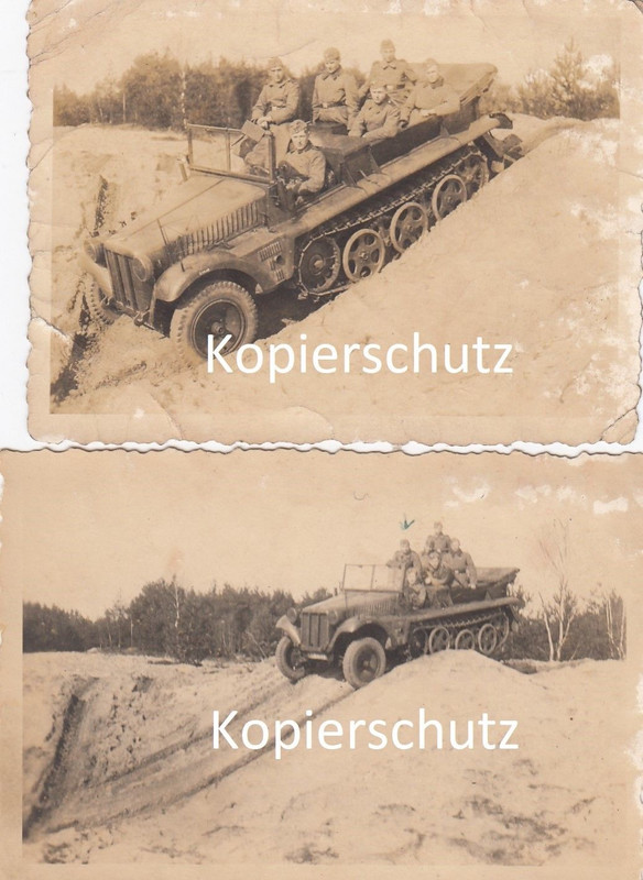 Foto Fahrschule,Halbkette im Gelände,SdKfz,Panzer,Besatzung,WH,T