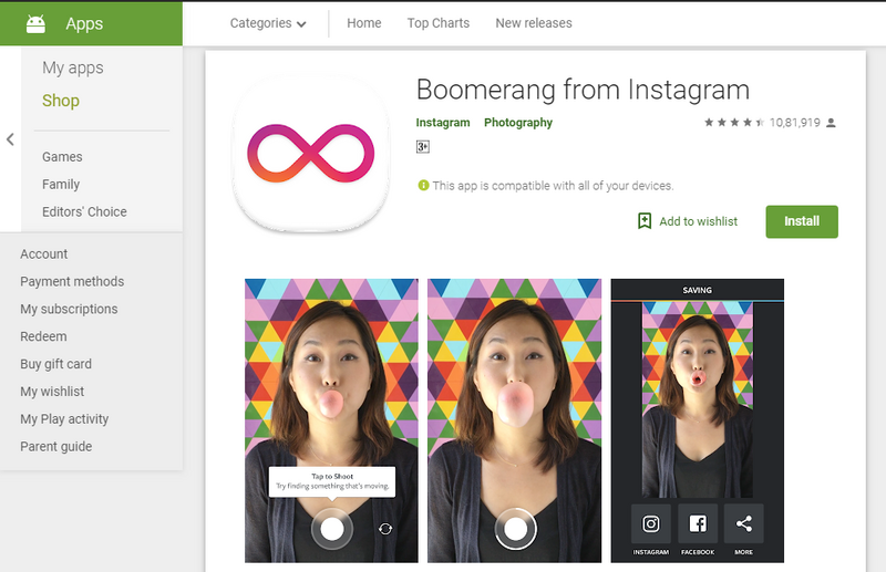 Boomerang instagram tool