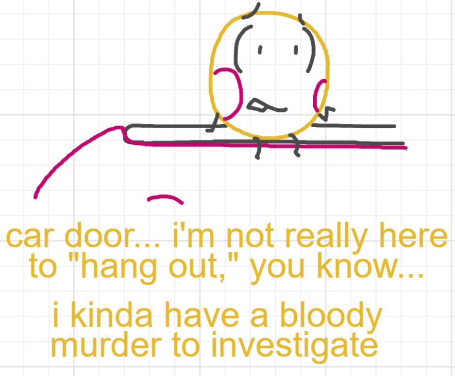 A panel from A Murder On The, episode six of the Board Boards object show by Furretwalk/WalkingFurret.