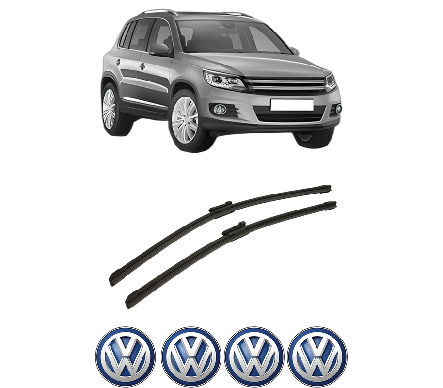 Set stergatoare auto Volkswagen TIGUAN (5N_) din 2007-2018, pentru parbriz auto, 2 bucati, Bosch Aerotwin, din cauciuc siliconat rezistent, 4 Stickere Auto Volkswagen