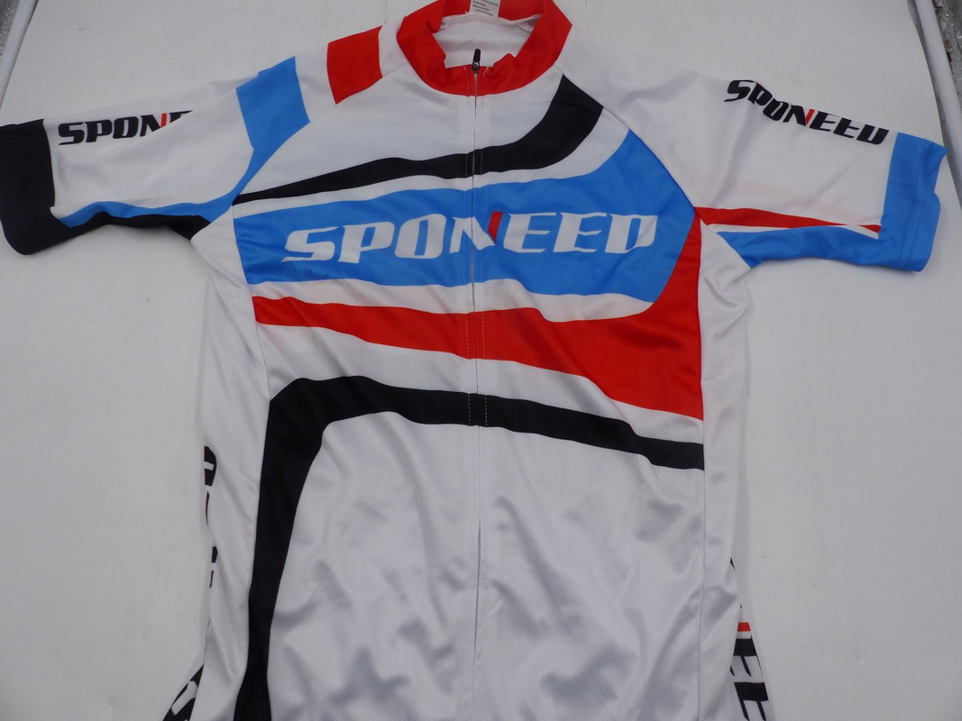 SPONEED MENS CYCLING JERSEY SHORT SLEEVE W/ FULL ZIPPER & BACK POCKETS SIZE S