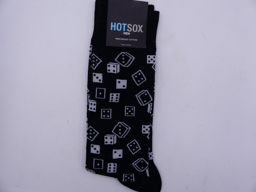 HOT SOX HM200077 BLACK MENS MERCERIZED COTTON BLACK DICE DRESS SOCKS SIZE 10-13