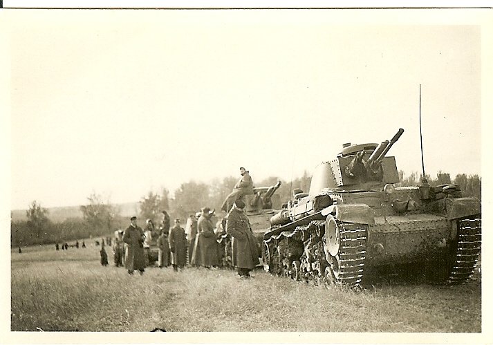 Photo- German Panzermen in Field by Line of Stopped Pzkw.35(t) Panzer Tanks!!!