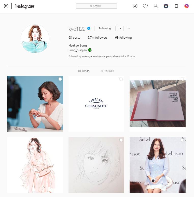 Unggahan di akun instagram Song Hye Kyo