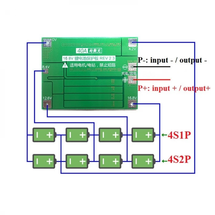 MODUL PROTECTIE la incarcare si descarcare BMS 4s 4 acumulatori 18650  BATERII Li-ion – zella.ro