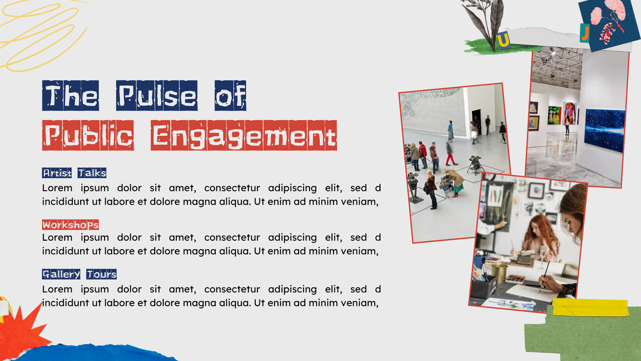 Blue and Red Collage Art Exhibition Presentation