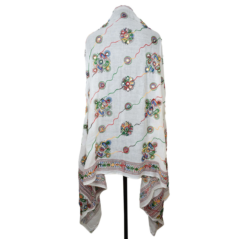 Women's Cotton Dupatta Wrap Stole Mirror Work Embroidery Ethinic Scarves Chunni - Picture 30 of 103