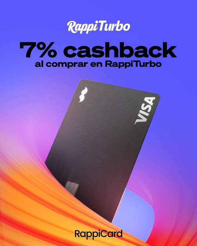 7% cashback al comprar en RappiTurbo con RappiCard 