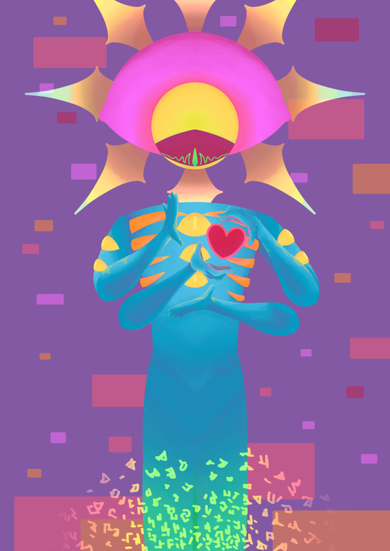 found a list of the colours in a crayola Techno Pack from i think 1997?? so i had ta use em for my lil compuer guy Obvs lmao peach drawn in different and brighter colours to normal