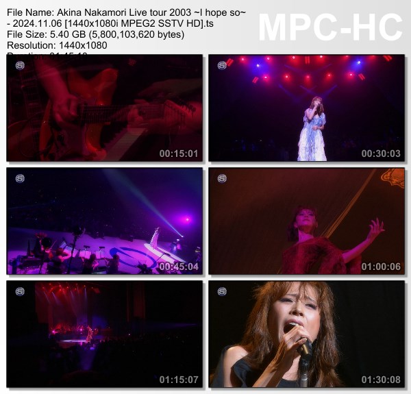[TV-Variety] 中森明菜 Live tour 2003 〜I hope so〜 (SSTV 2024.11.06)