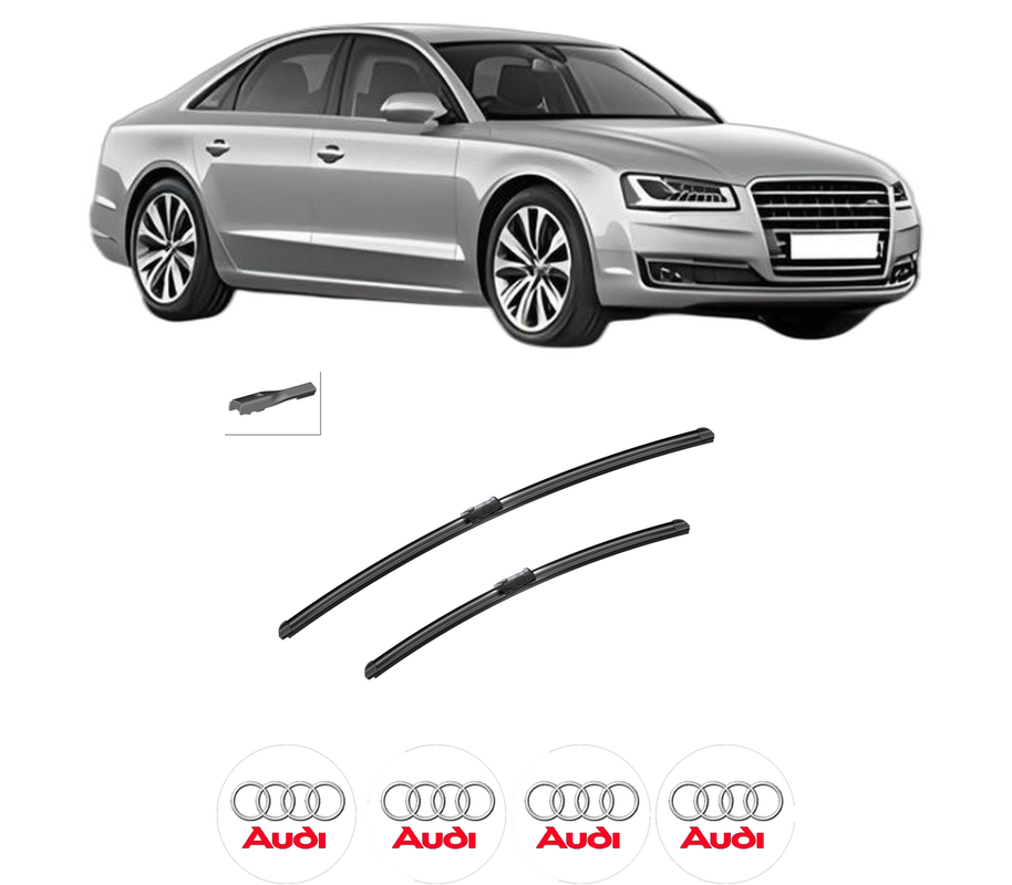 Set stergatoare auto AUDI A8 D4 (4H2, 4H8, 4HC, 4HL) din 2009-2018, pentru parbriz auto, 2 bucati, Bosch Aerotwin, din cauciuc siliconat rezistent, 4 Stickere Auto AUDI