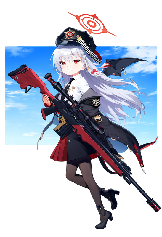 1 girl, healthyman, haruna (blue archive), aged down, {little child}, smile, red s-846710851