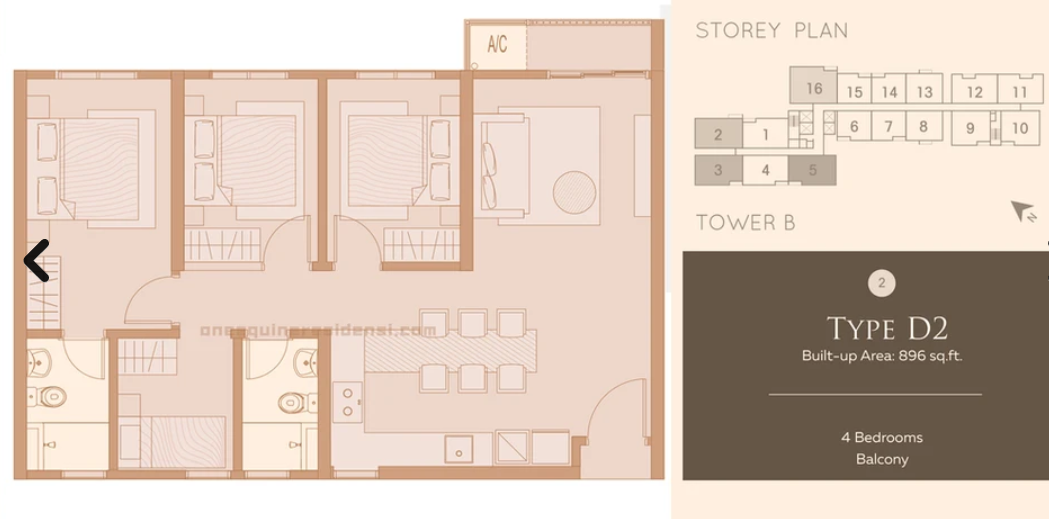 One Equine Type B floor plan in Taman Equine, Seri Kembangan, Selangor