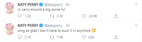 Katy Perry menuliskan dirinya lega telah tersiar kabar akan kehamilannya
