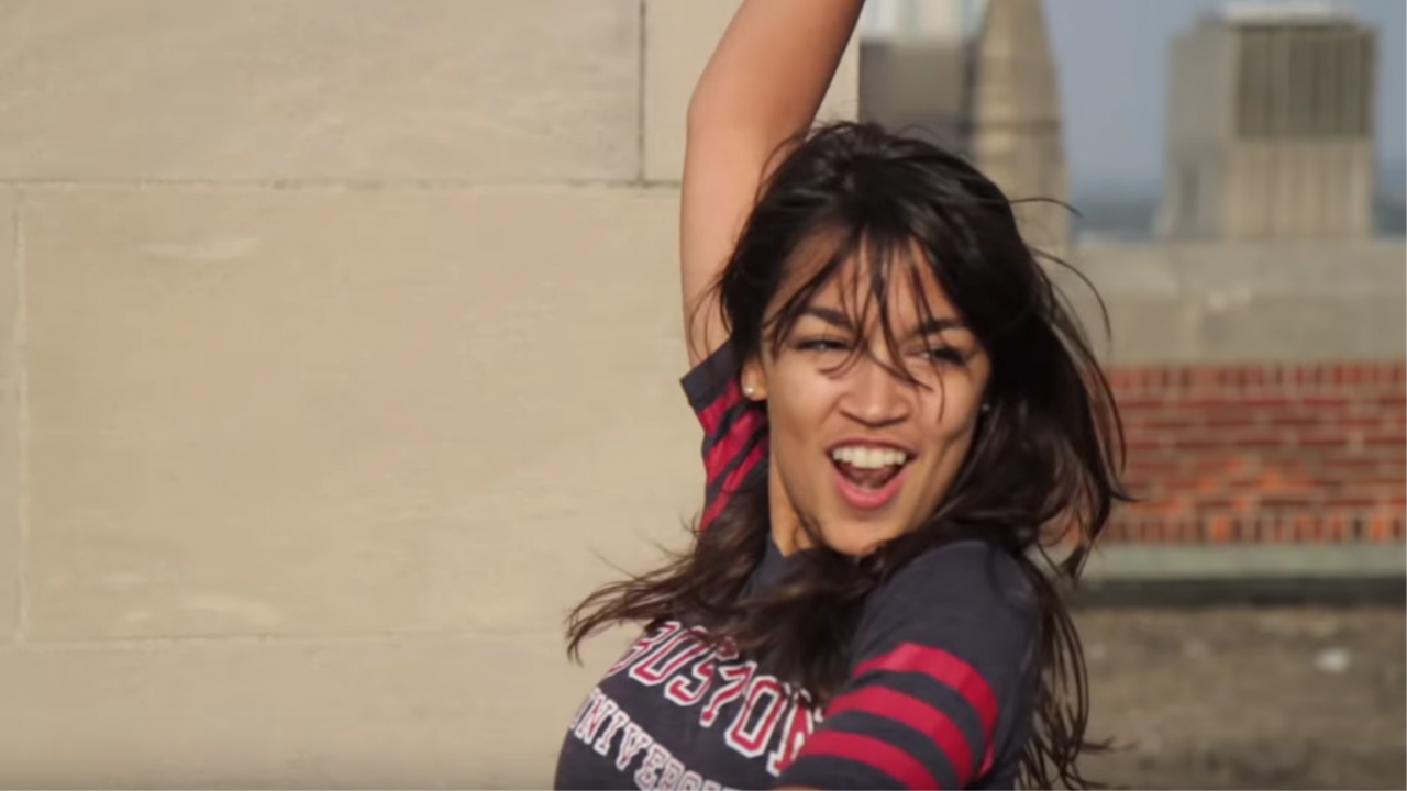 Alexandria Ocasio-Cortez dancing in a video during her college days.