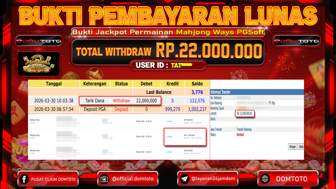 JACKPOT SLOT Mahjong Ways PGSoft 30 MARET 2026