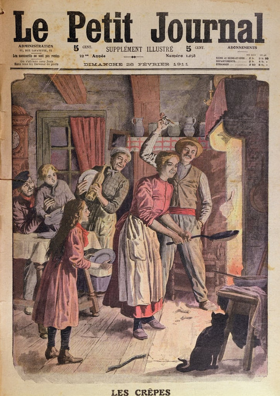 English_School_-_Making_pancakes_illustration_from_Le_Petit_Journal_26th_February_1911_-_(MeisterDru