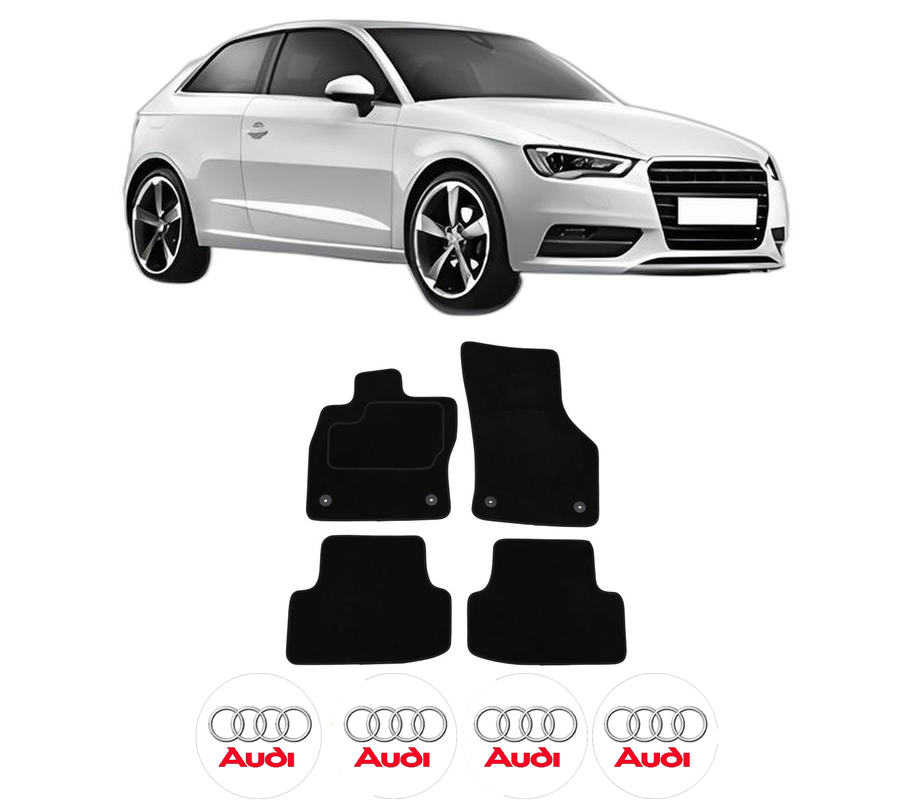 Set Covorase Presuri AUDI A3 (8V1, 8VK) din 2012-2020, Auto, Material Textil Mocheta, 4 Stickere auto cu AUDI
