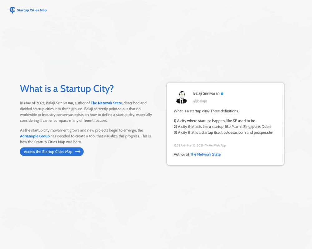 Startup Cities Map