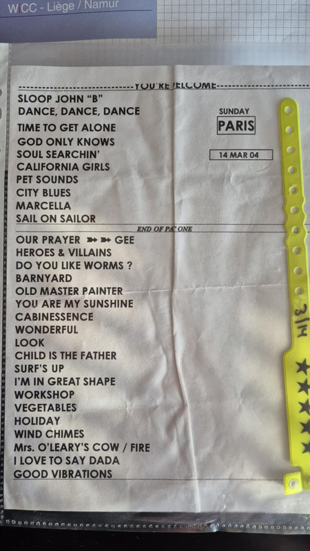 Brian Wilson setlist (Paris 14 3 2004)