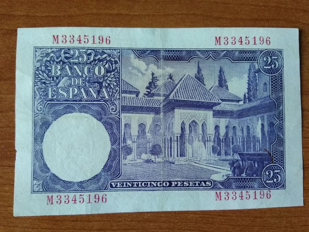 25 ptas 1954 reverso