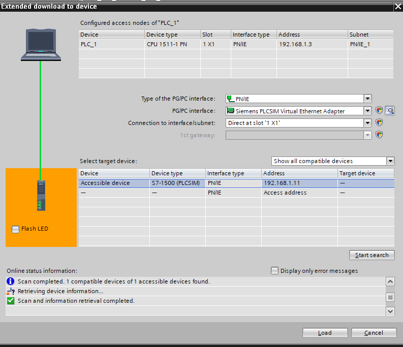 connection between a CPU S7-1500 S7-PLCSIM Advanced connection between a CPU S7-1500 S7-PLCSIM Advanced