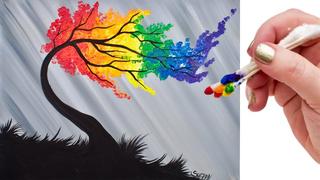 How to Paint a Rainbow Waterfall with 3 Primary Colors