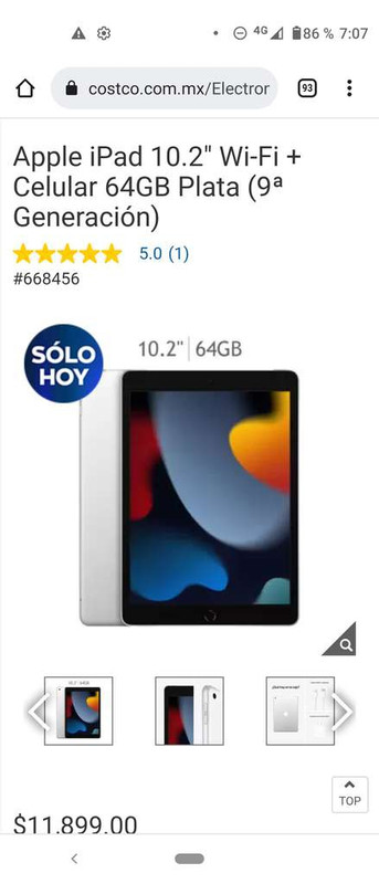 Costco Apple iPad 10.2" Wi-Fi + Celular 64GB Plata (9ª Generación) 